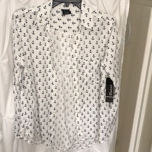 Anchor long sleeve button down shirt